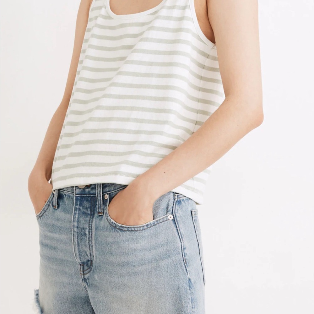 Women’s Madewell Boxy-Crop Stripped Tank Top (XS)